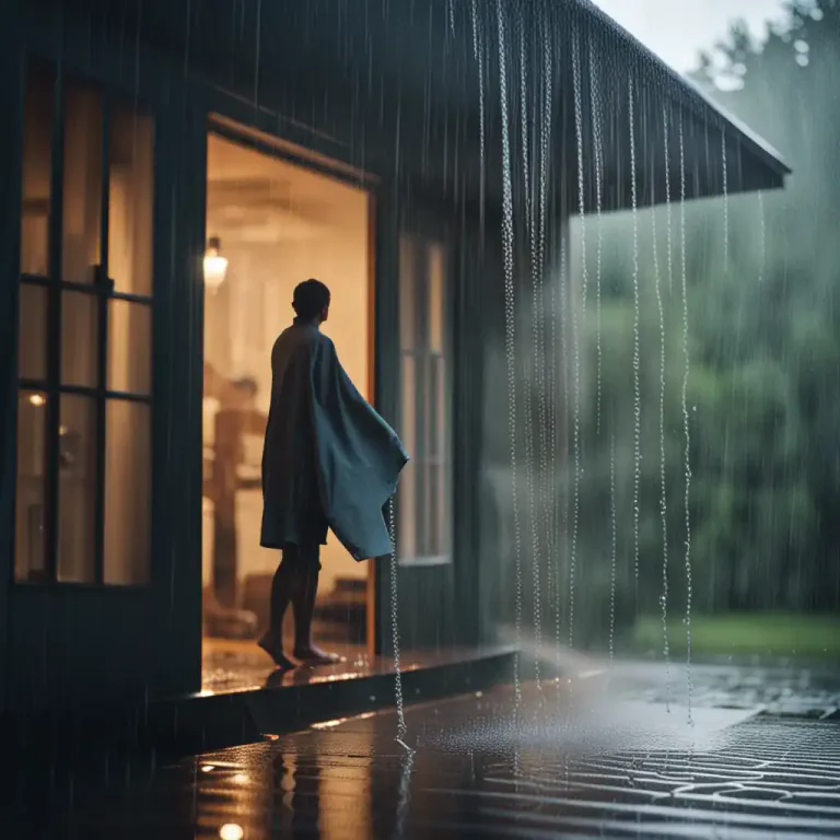 Visual representation of "be raining cats and dogs" - To rain very heavily or intensely