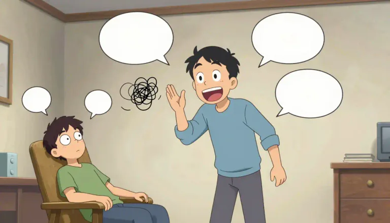 Visual representation of "ramble" - To talk or write for a long time in an informal way, often without a clear purpose or direction.