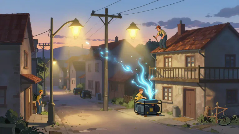 Visual representation of "electrify" - To make something use electricity when it did not before