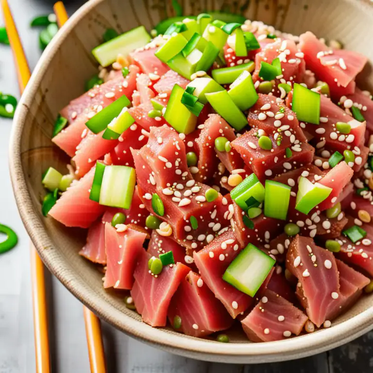 Visual representation of "poke" - A type of food that consists of diced raw fish served either as an appetizer or as a main course