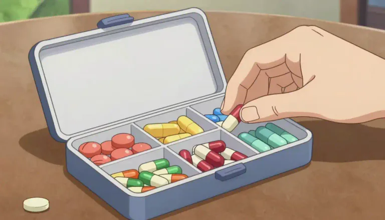 Visual representation of "pillbox" - A small container that stores pills or medication, often used for organizing doses.