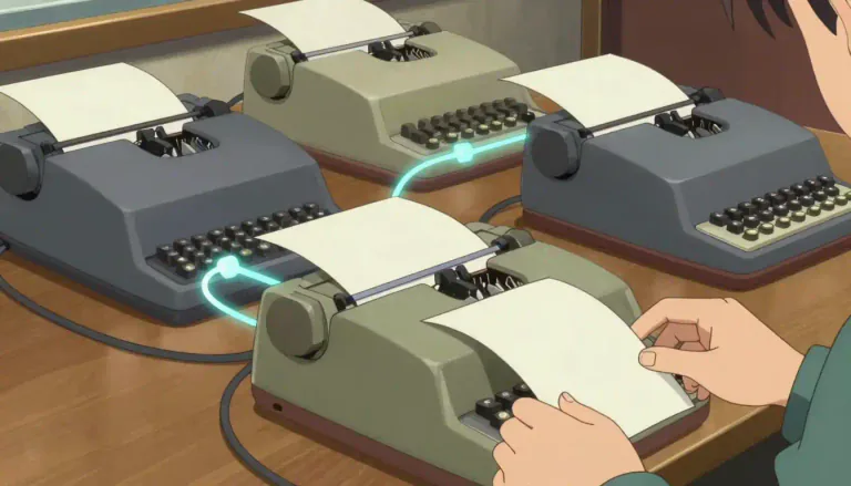 Visual representation of "telex" - A system of sending messages through a network of teleprinters.