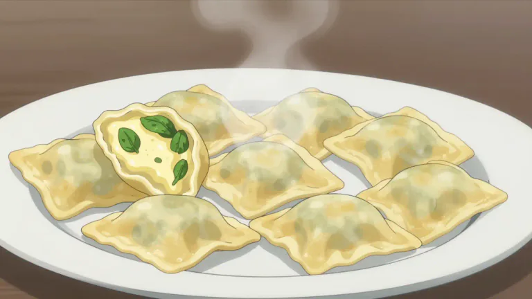 Visual representation of "ravioli" - Ravioli are small pasta envelopes filled with various ingredients such as cheese, meat, or vegetables.