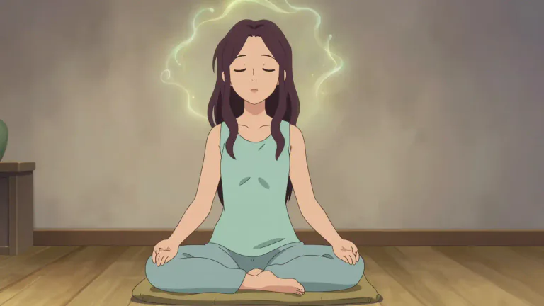 Visual representation of "meditate" - To spend time in deep thought, usually seeking relaxation or spiritual focus