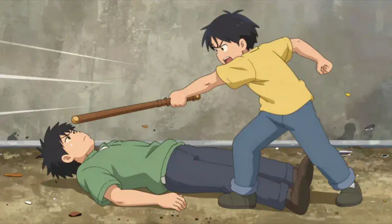 Visual representation of "thrash" - To hit something or someone repeatedly and violently