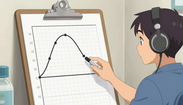 Visual representation of "audiogram" - An audiogram is a chart that shows the results of a hearing test, indicating the faintest sounds a person can hear at various frequencies.