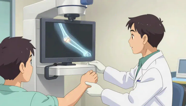 Visual representation of "radiography" - The use of radiation to create images of the internal structures of an object, especially in medicine to diagnose illnesses.