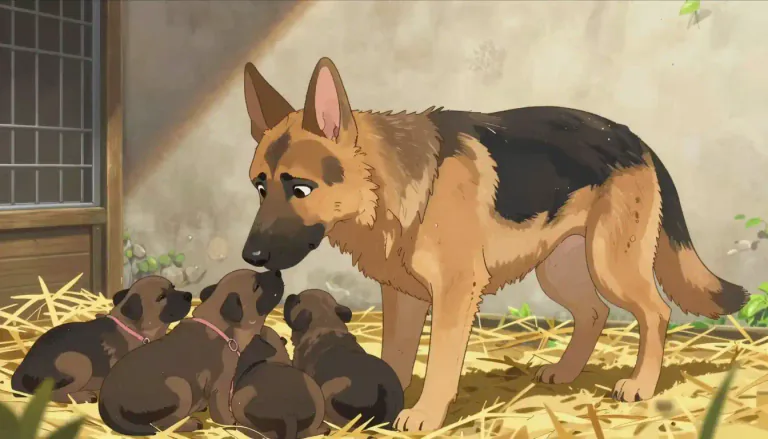 Visual representation of "bitch" - A female dog, wolf, fox, or other similar animal.