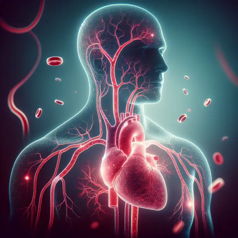 Visual representation of "vascular" - Being related to, affected by or showing the effects of a disease or injury in the blood vessels.