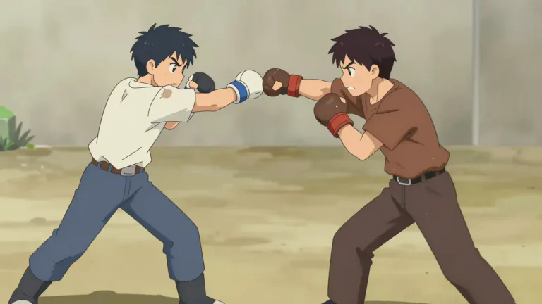 Visual representation of "fisticuff" - A term for a physical fight or contest using one's fists, often in a rough or disorderly manner.