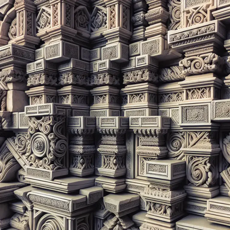 Visual representation of "ashlar" - A type of stone carving technique where stones are cut to match each other exactly
