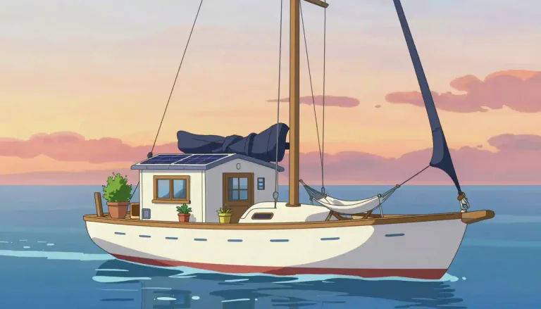 Visual representation of "liveaboard" - A boat intended for people to live on it full-time or for an extended period.