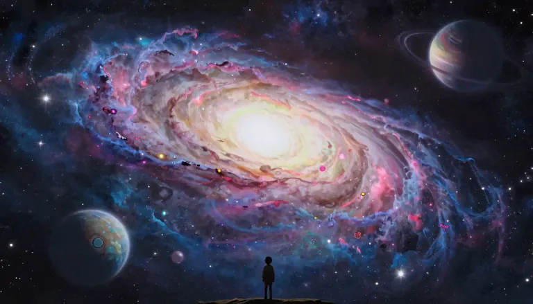 Visual representation of "cosmic" - related to the universe or cosmos, especially when it is viewed as a whole
