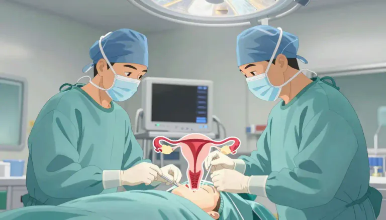 Visual representation of "hysterectomy" - A surgical procedure in which a woman's uterus is removed.