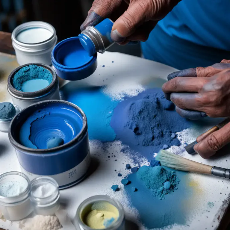 Visual representation of "pigment" - In art, a dry colorant, usually an insoluble powder which when mixed with oil, water or another fluid, becomes paint, ink, etc.