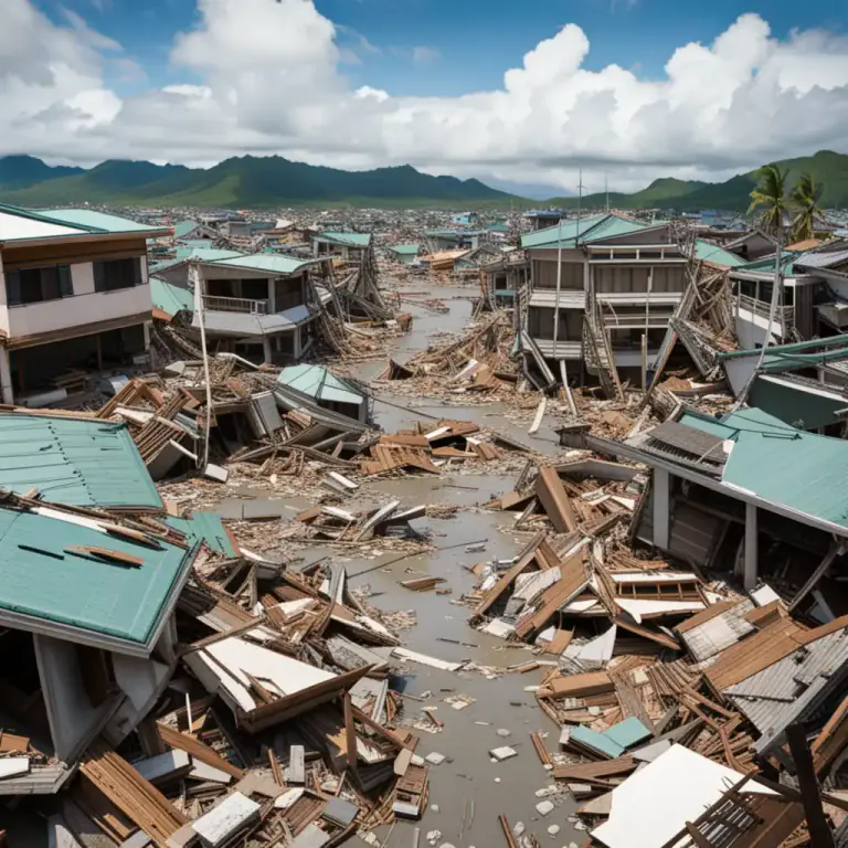 Visual representation of "shamble" - A scene or state of disorder or devastation.