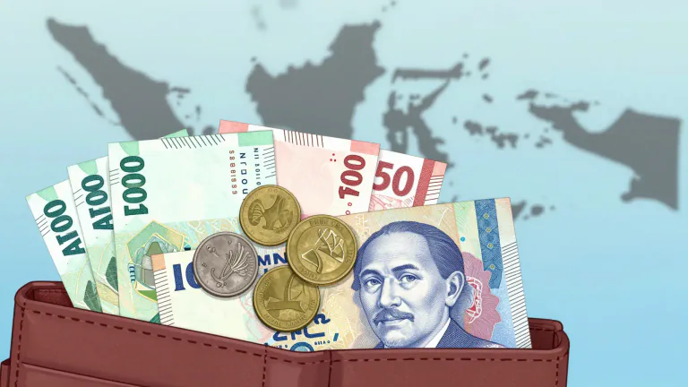 Visual representation of "rupiah" - The rupiah is the official currency of Indonesia, denoted by the symbol 'Rp'.