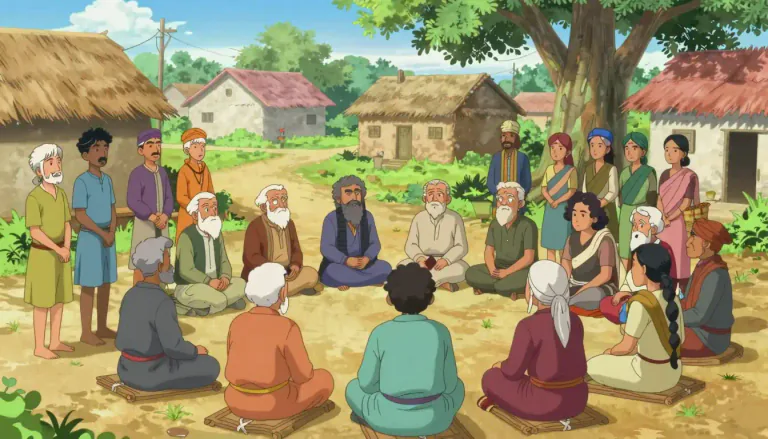Visual representation of "panchayat" - A council or assembly of village elders in India that serves as a traditional form of local self-governance.