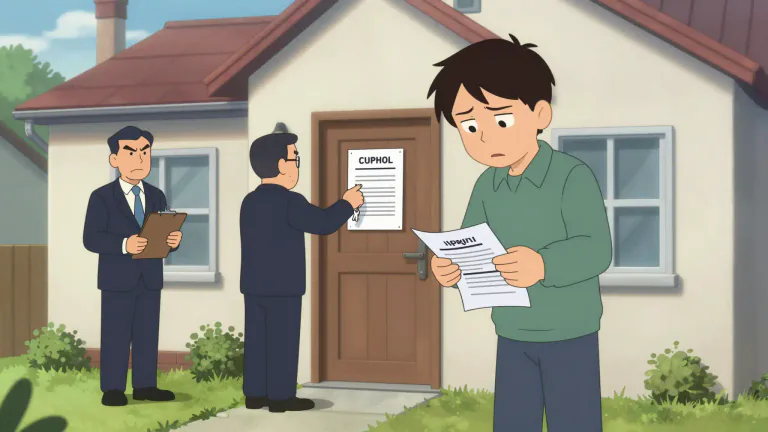 Visual representation of "foreclosure" - The action of taking back property because the money owed for the property has not been paid.