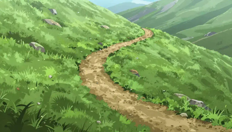 Visual representation of "downslope" - A surface or area that slopes downward.