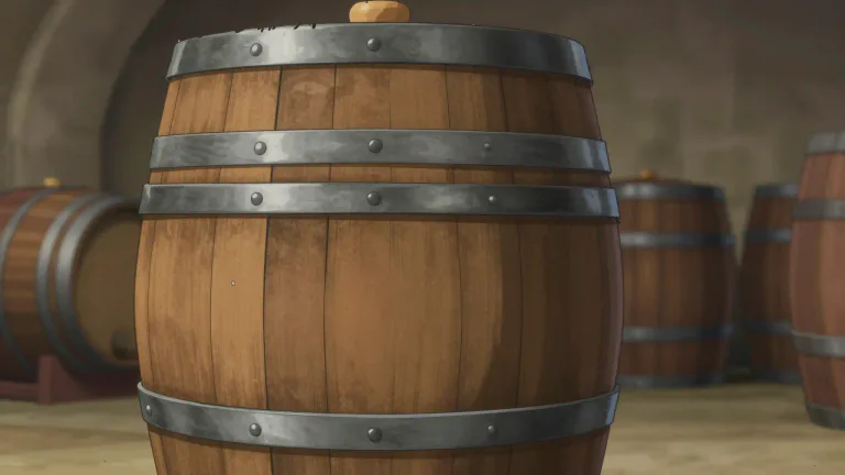 Visual representation of "hogshead" - A large barrel used to hold and transport liquids, especially alcoholic beverages.