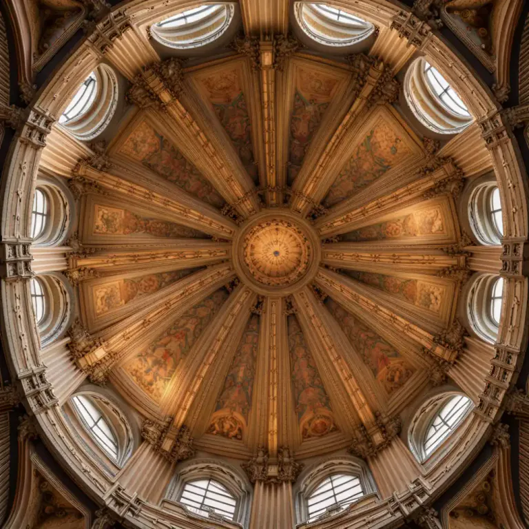 Visual representation of "cupola" - A rounded vault resting on a usually circular base and forming a roof or a ceiling