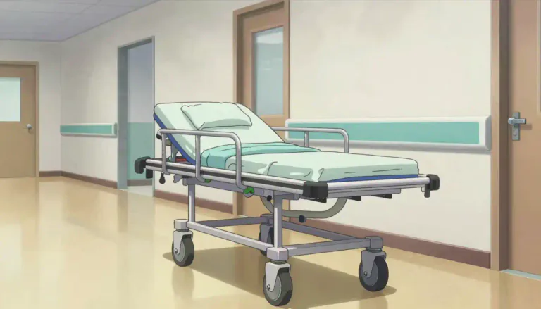 Visual representation of "gurney" - A mobile bed or stretcher with wheels, used for transporting patients in hospitals or medical facilities.