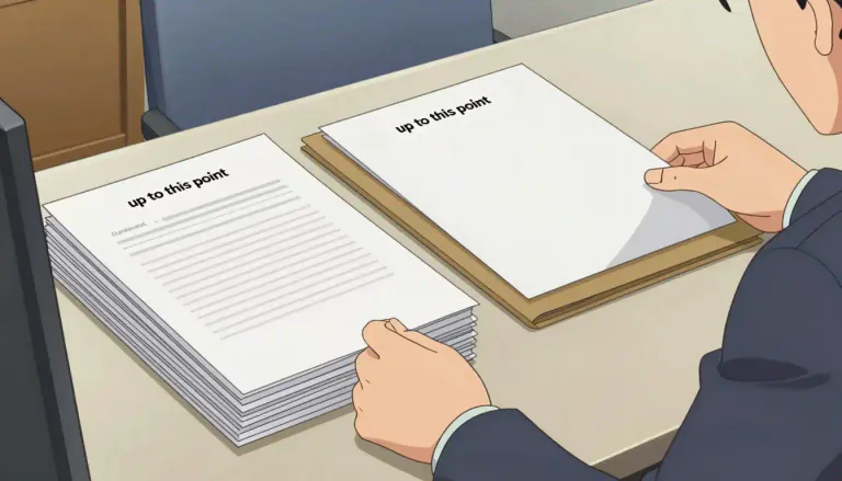 Visual representation of "hereto" - Up to this point or event, regarding this