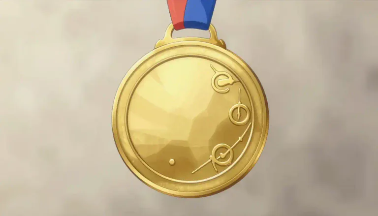 Visual representation of "medal" - A metal piece with words or pictures, given as a prize or honor
