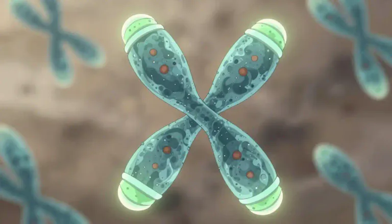 Visual representation of "telomere" - Telomeres are the repetitive DNA sequences located at the ends of chromosomes that protect them from deterioration or fusion with neighboring chromosomes.