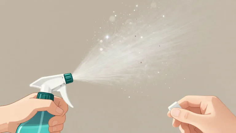 Visual representation of "spray" - A liquid that is squirted into the air in tiny drops.