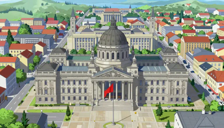 Visual representation of "capital" - A city where the central government of a country, state or region is located