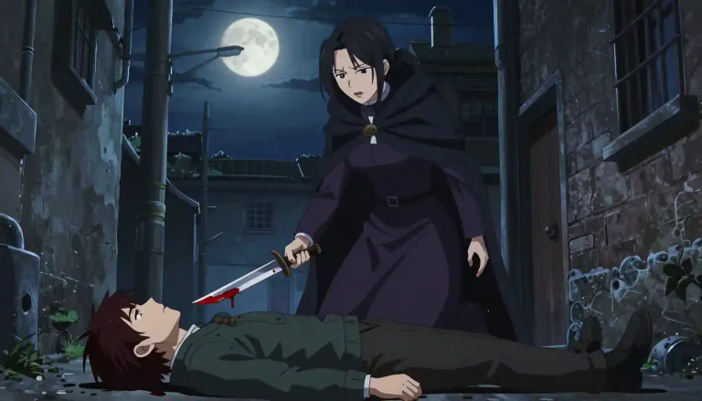 Visual representation of "murderess" - A woman who unlawfully kills another person.