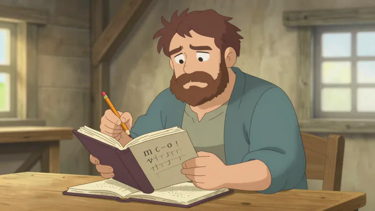 Visual representation of "illiterate" - Someone who cannot read or write