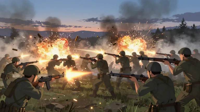 Visual representation of "salvo" - A sudden, fierce attack, typically with guns or bombs