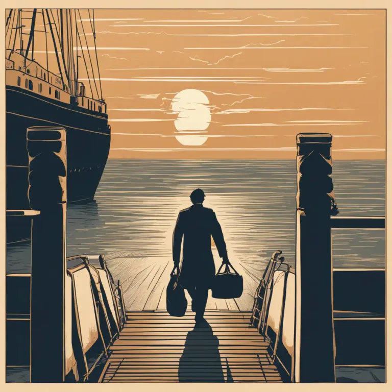 Visual representation of "go to sea" - To begin working or travelling on a ship or boat, often professionally.