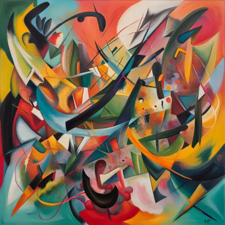 Visual representation of "abstract expressionist" - Art that does not try to represent an accurate depiction of visual reality and instead uses shapes, colors, forms and gestural marks to achieve its effect, often expressing the artist's emotions or ideas.