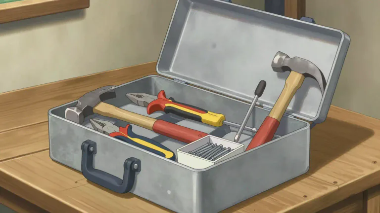 Visual representation of "toolbox" - A container where tools are kept.