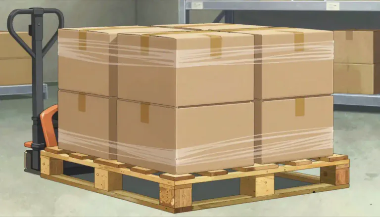 Visual representation of "pallet" - A flat structure used for moving and storing goods easily