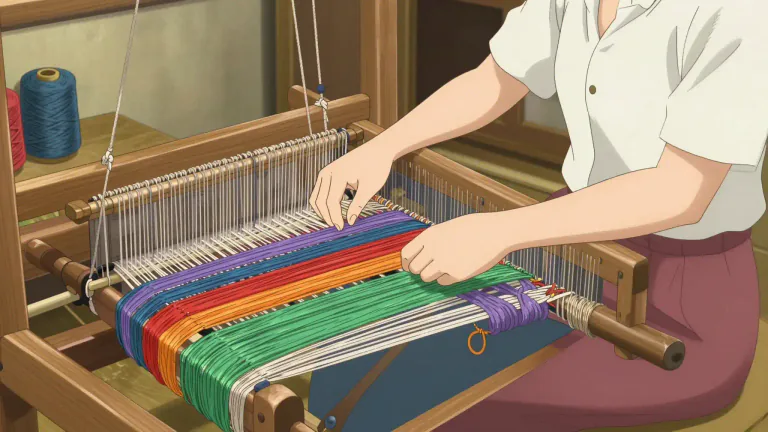 Visual representation of "weaver" - A person who makes fabric from threads or yarn by interlacing them on a loom