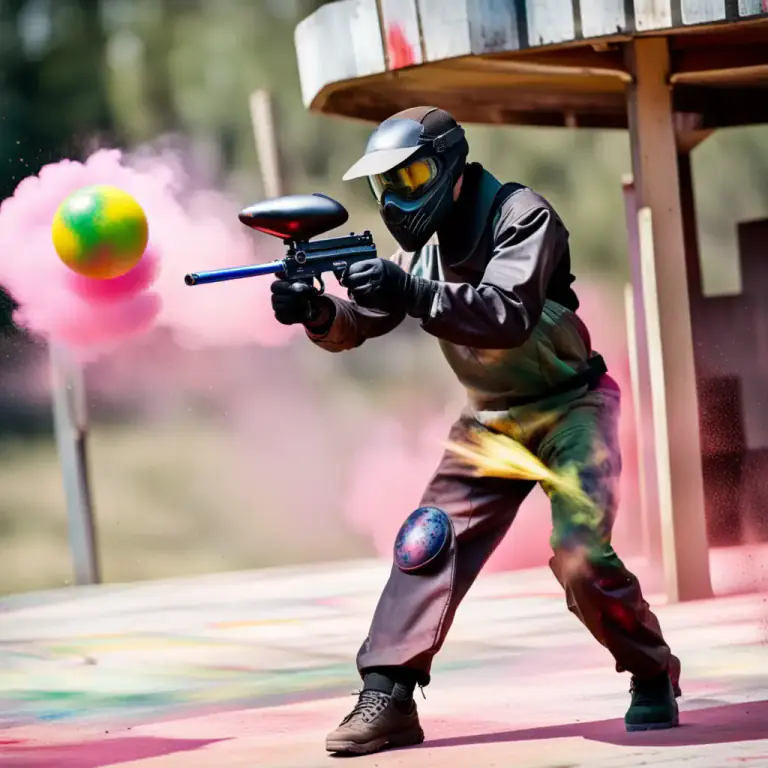 Visual representation of "paintball" - A small ball filled with paint that is shot from a special gun in the game of paintball.