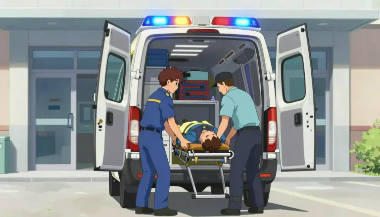 Visual representation of "ambulance" - A vehicle equipped for taking sick or injured people to and from the hospital.