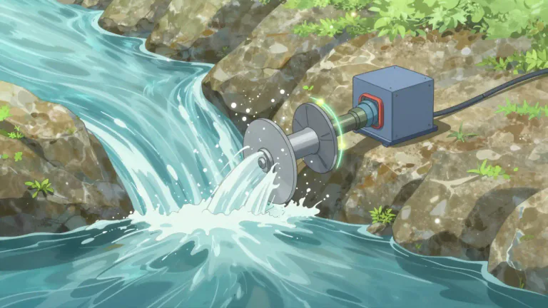 Visual representation of "hydrokinetic" - Relating to the motion of water, especially in the context of converting this motion into usable energy.