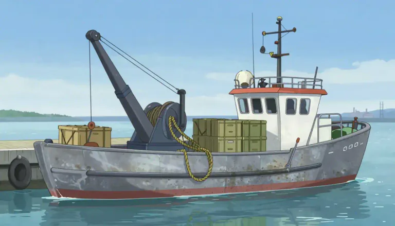 Visual representation of "workboat" - A workboat is a vessel built for use in commercial or industrial activities, primarily on water.
