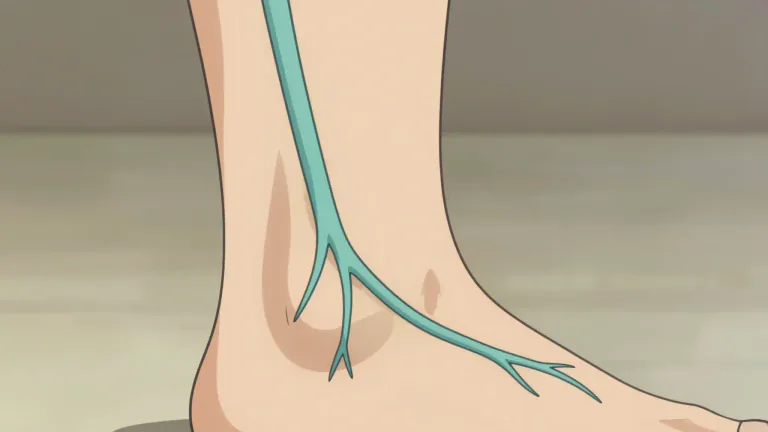 Visual representation of "saphenous" - Relating to a vein that is situated just beneath the skin, especially in the legs.