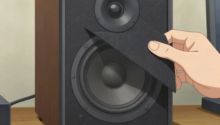 Visual representation of "grille" - A speaker cover on radios and hi-fi equipment
