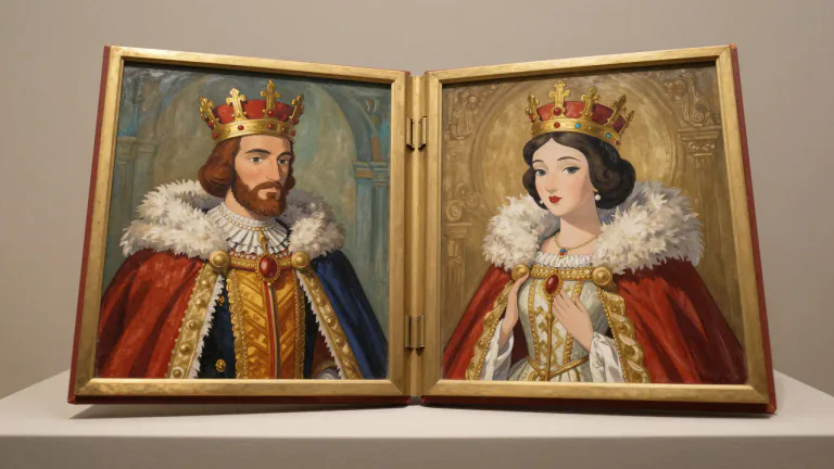 Visual representation of "diptych" - A pair of hinged paintings or carved panels, which are often used as a set.