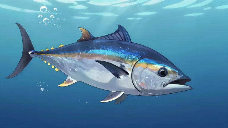 Visual representation of "bluefin" - A large species of tuna known for its size, speed, and value, often sought after for culinary purposes.