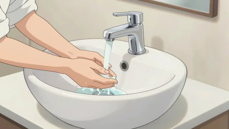 Visual representation of "washbasin" - A washbasin is a bowl or basin with taps or valves, used for washing hands or face in a bathroom.