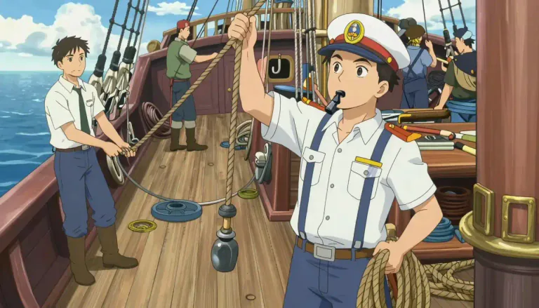 Visual representation of "boatswain" - A boatswain is an officer on a ship responsible for the maintenance of the vessel and the supervision of the crew.